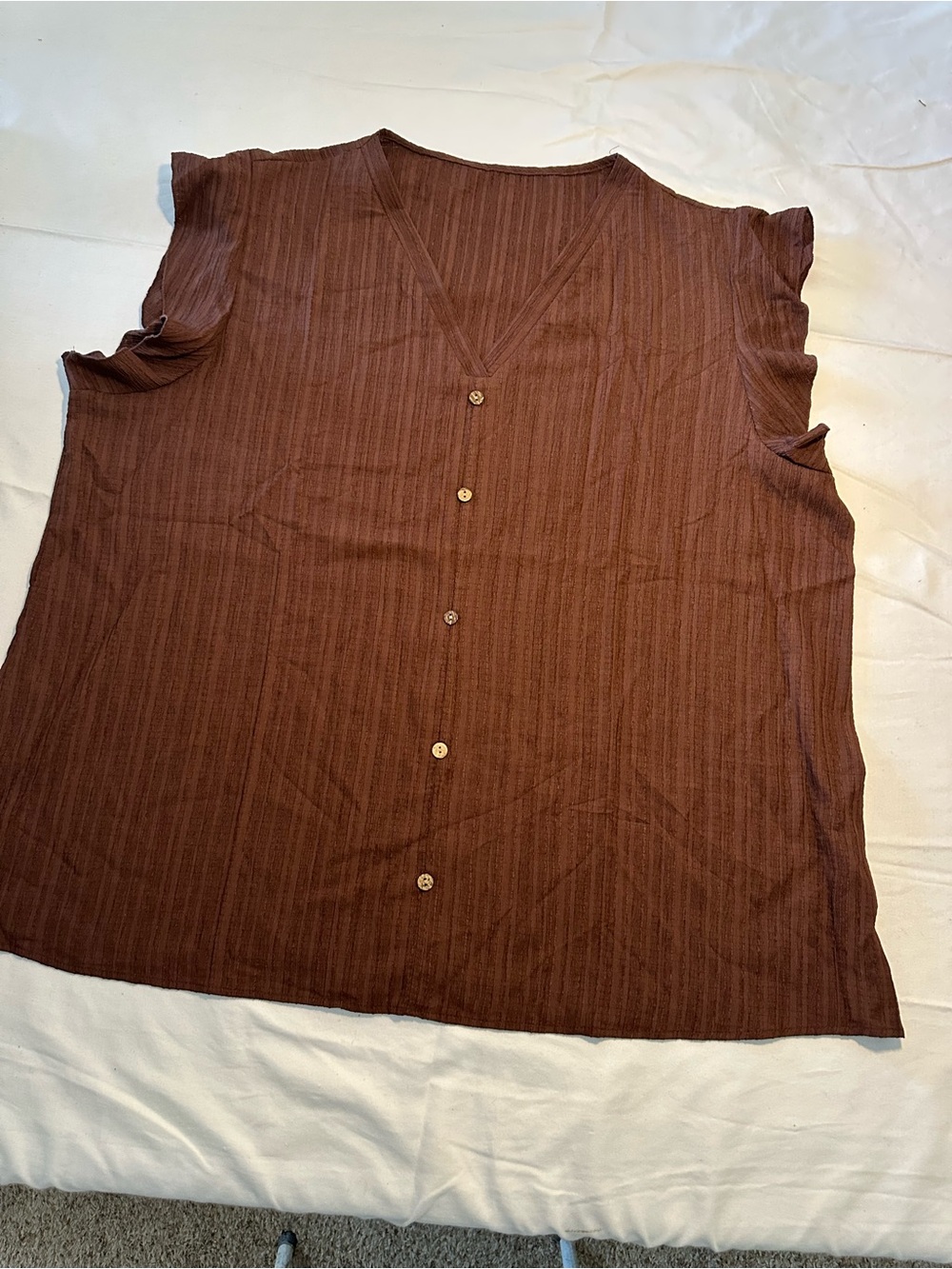 Brown V-Neck Button Front Men’s Shirt